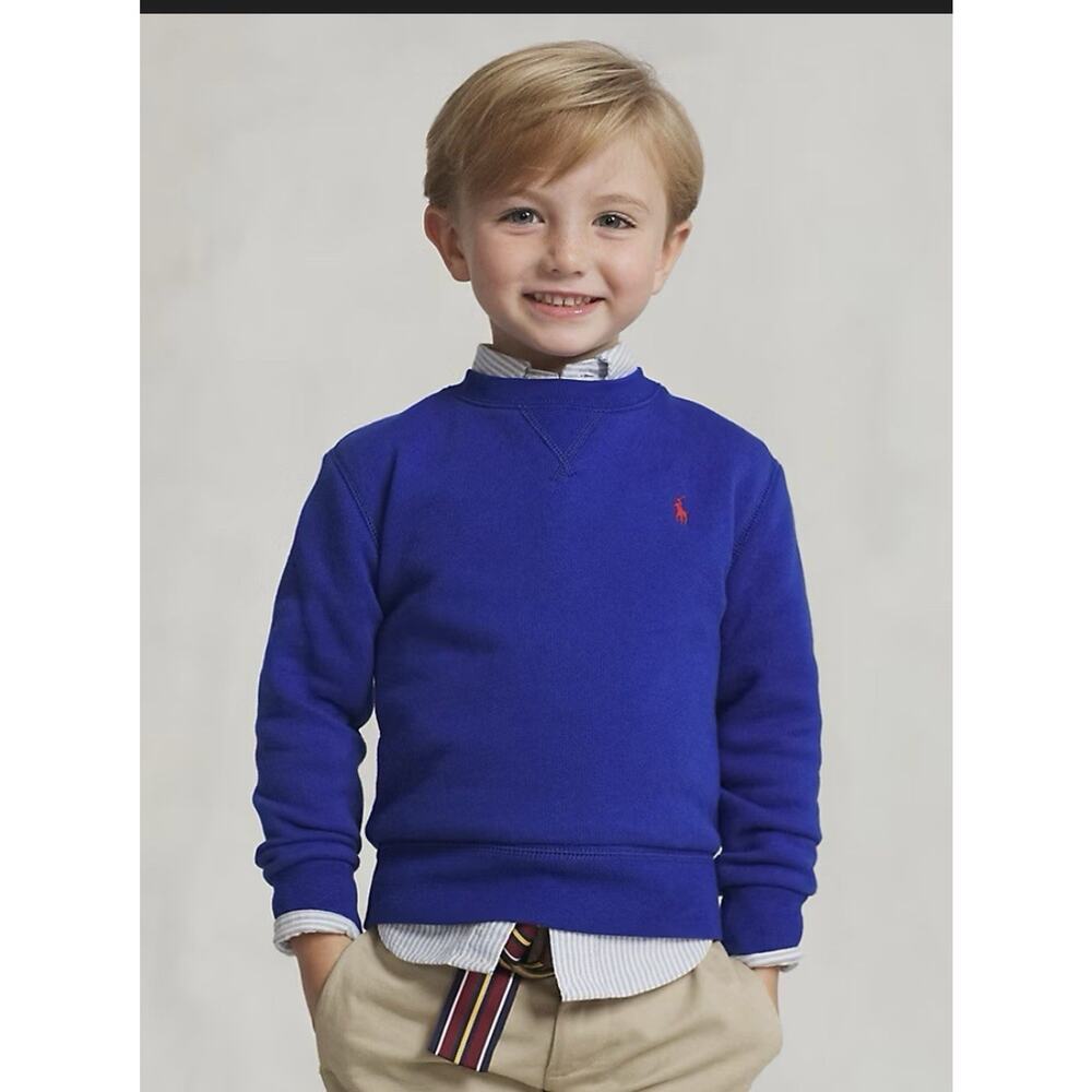 Polo Ralph Lauren Logo Sweatshirt Size 5 Boy Blue Red Pony Pullover Long Sleeve